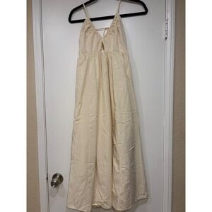 H&M || Maxi Dress || S || Cream Cutout Open Back || Cotton